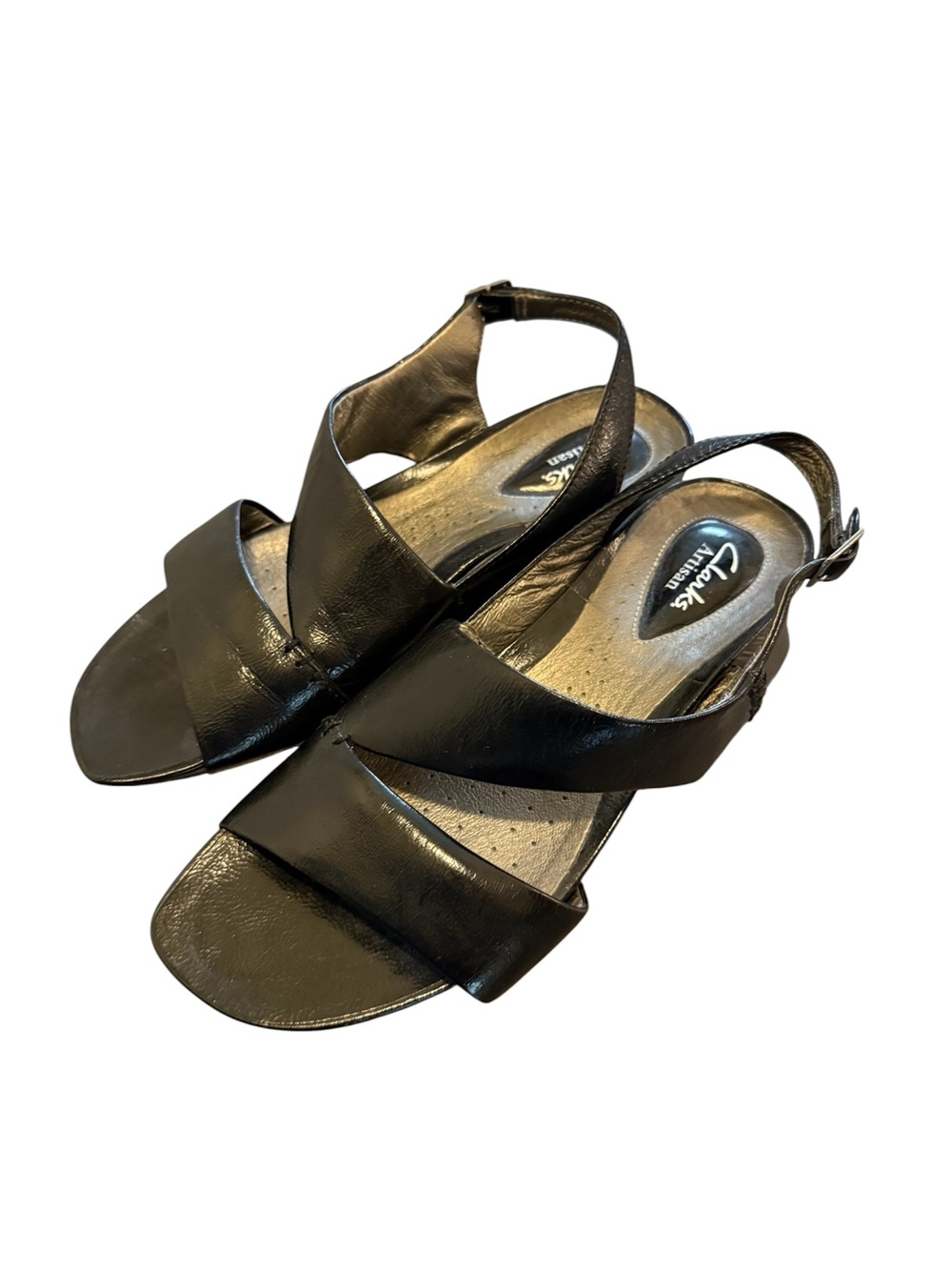 Clarks Black Leather Slingback Sandals